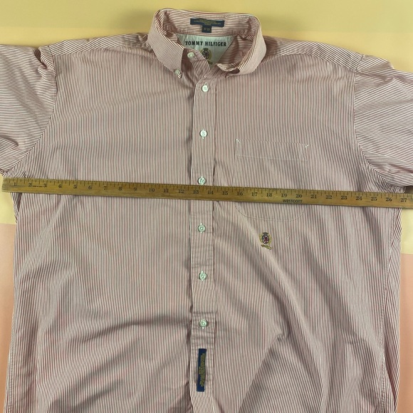 Tommy Hilfiger | Men’s All Cotton Button Down Logo Shirt Red/White | Size 17-35 - Picture 6 of 10